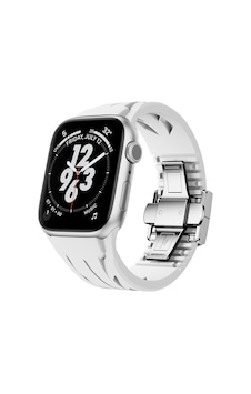 Apple Watch 7 45mm Krd-127 Metal Tokalı Silikon Kordon-beyaz Apple Watch 7 45mm Krd-127 Metal Tokalı Silikon Kordon-beyaz