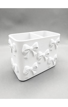 3d Baskı Fiyonk Desenli Bölmeli Kalemlik - Masaüstü Organizer - Beyaz renkli 3d Baskı Fiyonk Desenli Bölmeli Kalemlik - Masaüstü Organizer - Beyaz renkli