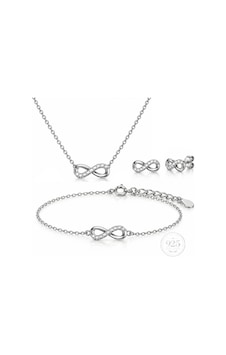 Servi 925 Ayar Gümüş Forever Shine Zirkon Taşlı Sonsuzluk Figürlü Kolye, Küpe Ve Bileklik Set-518 Servi 925 Ayar Gümüş Forever Shine Zirkon Taşlı Sonsuzluk Figürlü Kolye, Küpe Ve Bileklik Set-518