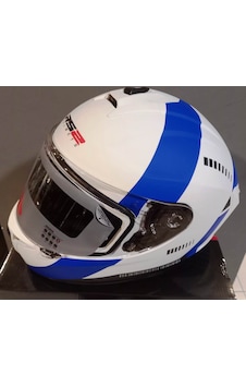 Rs2 320 DP815 Kapalı Kask Beyaz - Mavi Çizgili Rs2 320 DP815 Kapalı Kask Beyaz - Mavi Çizgili