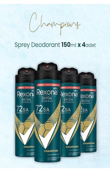 Rexona Men 72 Saat Champions Erkek Sprey Deodorant 4 x 150 ML