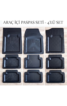 Araç İçi Paspas Seti - 4'lü Set - Karışık Desenler - Kauçuk - Kaymaz Yüzey Araç İçi Paspas Seti - 4'lü Set - Karışık Desenler - Kauçuk - Kaymaz Yüzey
