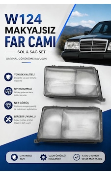 Mercedes W124 Makyajsız Far Cam Takımı Sağ-sol - Çerçeveli Takım Mercedes W124 Makyajsız Far Cam Takımı Sağ-sol - Çerçeveli Takım