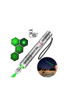 Profesyonel Yeşil Lazer - 10 Km Menzilli, Usb Şarjlı, Yıldız Başlıklı Astronomi Ve Kamp Lazeri Gri