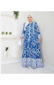 Lovie Moda Kadın Etnik Desenli Elbise Mavi Lovie Moda Kadın Etnik Desenli Elbise Mavi