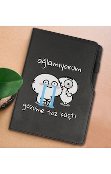 BK Gift Gözüme Toz Kaçtı Tasarımlı Siyah Termo Deri Not Defteri 1