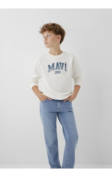 Mavi Logo Baskılı Ekru Erkek Çocuk Sweatshirt M6s10218-70057 Mavi Logo Baskılı Ekru Erkek Çocuk Sweatshirt M6s10218-70057
