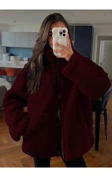 Madmext Bordo Dik Yakalı Cepli Peluş Mont Mg1966 Bordo Madmext Bordo Dik Yakalı Cepli Peluş Mont Mg1966 Bordo