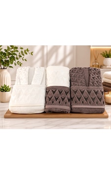 Royam Cotton Paris Jakarlı Pamuklu 6 Parça Aile Bornoz Seti Kahverengi Royam Cotton Paris Jakarlı Pamuklu 6 Parça Aile Bornoz Seti Kahverengi