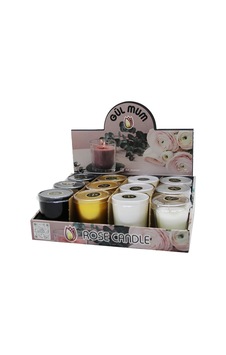 Gül Candle Renkli Cam Bardak Kokulu Mum- 12'li Paket Gül Candle Renkli Cam Bardak Kokulu Mum- 12'li Paket