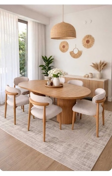 Bohem Masa Takımı 6 Sandalye - 90x170 Masa Mat-1900 Beyaz