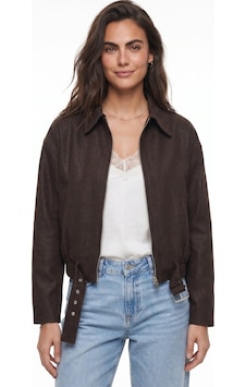 Onloox Kadın Kahverengi Kahverengi Denim Pamuklu Gömlek Yaka Oversize Belden Kemerli Fermuarlı Bomber Ceket Onloox Kadın Kahverengi Kahverengi Denim Pamuklu Gömlek Yaka Oversize Belden Kemerli Fermuarlı Bomber Ceket