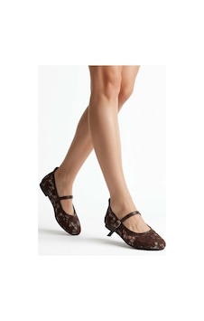 Shoe For Me Juta Kahverengi Tül Babet Ayakkabı Kahverengi