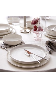 Kütahya Porselen Bone Crest 24 Parça Platin Fileli Yemek Takımı Beyaz
