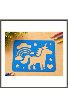 Bezos 3d Baskı Unicorn Ve Gökkuşağı Çizim Şablonu - Desen Kalıbı - Mavi Nxrlvng Bezos 3d Baskı Unicorn Ve Gökkuşağı Çizim Şablonu - Desen Kalıbı - Mavi Nxrlvng