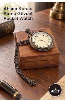 2 Adet Köstekli Cep Saati Ahşap Kutulu Pirinç Gövdeli Pocket Watch 2 Adet Köstekli Cep Saati Ahşap Kutulu Pirinç Gövdeli Pocket Watch