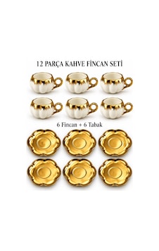 Valkyrie 6 Kişilik Beyaz Gold Balkabağı Model Türk Kahvesi Fincan Takımı 12 Parça 80 Ml Çeyizlik Byz Valkyrie 6 Kişilik Beyaz Gold Balkabağı Model Türk Kahvesi Fincan Takımı 12 Parça 80 Ml Çeyizlik Byz