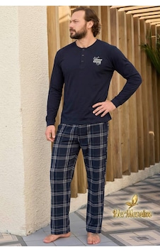 Hermevsim Aydoğan Erkek Pijama Takımı %100 Pamuk Süprem Patlı Yaka Uzun Kol Lacivert Tuna 260538 Hermevsim Aydoğan Erkek Pijama Takımı %100 Pamuk Süprem Patlı Yaka Uzun Kol Lacivert Tuna 260538