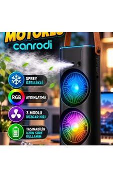 Çift Motorlu Masa Fanı Sprey Özellikli Rgb Aydınlatmalı 3 Modlu Taşınabilir Fan