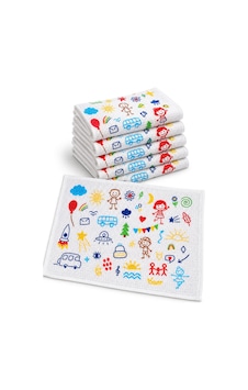 6'lı Okul Beslenme Örtüsü 35x50 Cm Pamuklu Yıkanabilir Happykids Beyaz