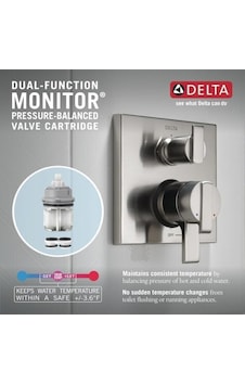 Delta Faucet T27867-cz Açısal Modern Monitör 17 Serisi Vana 3 Ayar Entegre Duş Trimi, Saptırıcılı, Şampanya Bronz Açık Mavi