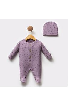 Bellamio Kids Mini Çiçek Desenli Şapkalı Kız Bebek Tulum Seti Mor Bellamio Kids Mini Çiçek Desenli Şapkalı Kız Bebek Tulum Seti Mor