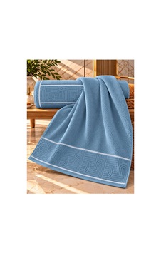 Jakarlı Büyük Boy Banyo Havlusu Premium Sıkı Dokuma %100 Organik Pamuk 90x150 Cm Mavi - 945284492 Mavi