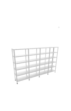 6 Katlı 4'lü Galvaniz Çelik Raf - Depo, Arşiv, Kiler, Dosya, Market Rafı 31x75 Cm-200 Cm-0.70 Mm Gri