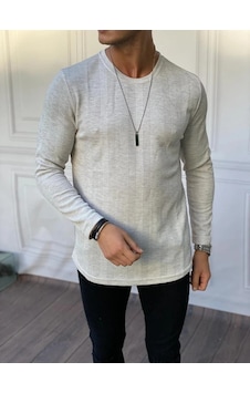Modefendi Örme Desen Pamuklu Sweat Açık Gri Modefendi Örme Desen Pamuklu Sweat Açık Gri