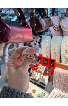 Flamingo Kadın Kemik Broş Beyaz Flamingo Kadın Kemik Broş Beyaz
