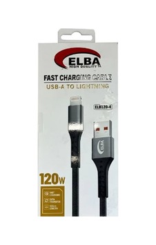 Elba Elb120-4 120w Lightning To Usb 1mt Siyah Örgülü Elba Elb120-4 120w Lightning To Usb 1mt Siyah Örgülü