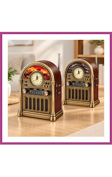 Gees Global Saatli Retro Şömine Radyo Hoparlör - Bluetooth Usb Type-c Gbzs Gees Global Saatli Retro Şömine Radyo Hoparlör - Bluetooth Usb Type-c Gbzs