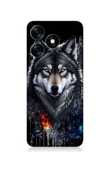 Tecno Spark 10 Uyumlu Yalnız Kurt Desenli Silikon Kılıf
