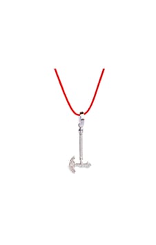 925 Ayar Gümüş Kırmızı İp Viking Balta Tasarım Kadın Choker Kolye Gümüş 925 Ayar Gümüş Kırmızı İp Viking Balta Tasarım Kadın Choker Kolye Gümüş