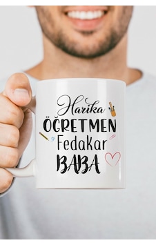 Öğretmen Babaya Hediye Esprili Kupa Bardak Renkli