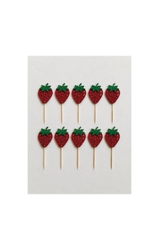 Çilek Simli Cupcake Kürdanı Doğum Günü Parti Ve Pasta Süsü 10 Lu 5cm Çilek Simli Cupcake Kürdanı Doğum Günü Parti Ve Pasta Süsü 10 Lu 5cm