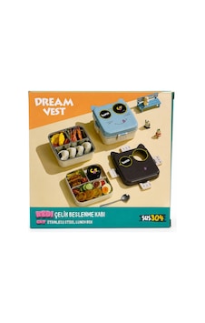 Dream Vest Tek Katlı Kare Kedi Çelik Beslenme Kutusu 1120ml +70ml Mavi K Dream Vest Tek Katlı Kare Kedi Çelik Beslenme Kutusu 1120ml +70ml Mavi K