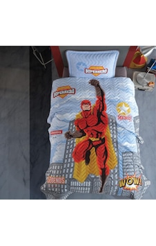 Clasy Tek Kişilik Yatak Örtüsü Superhero Gri
