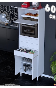Vario 60 Cm Çok Amaçlı Mutfak, Bakliyat Ve Kahve Köşesi Organizer Modülü - Fırın Uyumlu 60x194x32cm Beyaz Vario 60 Cm Çok Amaçlı Mutfak, Bakliyat Ve Kahve Köşesi Organizer Modülü - Fırın Uyumlu 60x194x32cm Beyaz