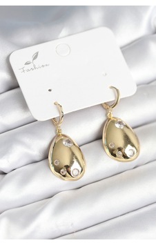 Gold Renk Pirinç Damla Model Kadın Küpe Çok Renkli Gold Renk Pirinç Damla Model Kadın Küpe Çok Renkli
