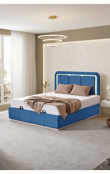 Demonte Baza Seti, Nox Ledli Çift Kişilik Baza Başlık Seti - İkili Set, Mavi - 160x200 Cm 160 x 200 Demonte Baza Seti, Nox Ledli Çift Kişilik Baza Başlık Seti - İkili Set, Mavi - 160x200 Cm 160 x 200