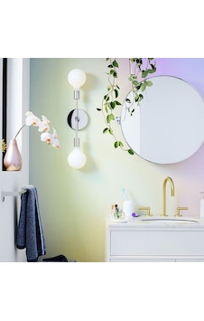 Riolight Modern Krom 2xe27 Duylu Metal Ayna Üstü Duvar Aplik Krom