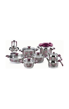 Rd-409 Tiamo 18 Parça Çelik Tencere Seti Mor Rd-409 Tiamo 18 Parça Çelik Tencere Seti Mor