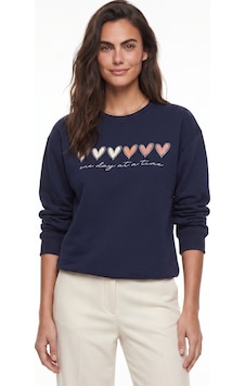 Onloox Kadın Lacivert Lacivert Pamuklu Üç İplik Şardonlu Bisiklet Yaka Kalp Baskılı Sweatshirt Sweatshirt Onloox Kadın Lacivert Lacivert Pamuklu Üç İplik Şardonlu Bisiklet Yaka Kalp Baskılı Sweatshirt Sweatshirt
