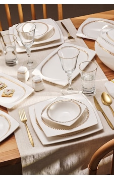 Emsan Fine Bone Başak 60 Parça 12 Kişilik Kare Yemek Takımı Gold Emsan Fine Bone Başak 60 Parça 12 Kişilik Kare Yemek Takımı Gold