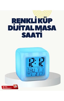 Buğz Termometre Ve Takvim Özellikli 7 Renk Değiştiren Küp Alarm Saati - 4992 . Buğz Termometre Ve Takvim Özellikli 7 Renk Değiştiren Küp Alarm Saati - 4992 .