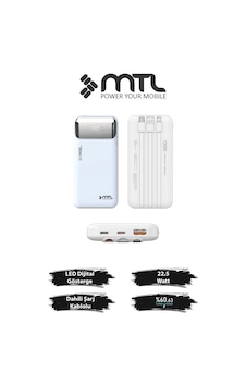 10000 Mah 22.5w Süper Hızlı Şarj Dahili Kablolu Dijital Led Göstergeli Pd Ve Qc 3.0 Powerbank Mt4310 Beyaz 10000 Mah 22.5w Süper Hızlı Şarj Dahili Kablolu Dijital Led Göstergeli Pd Ve Qc 3.0 Powerbank Mt4310 Beyaz