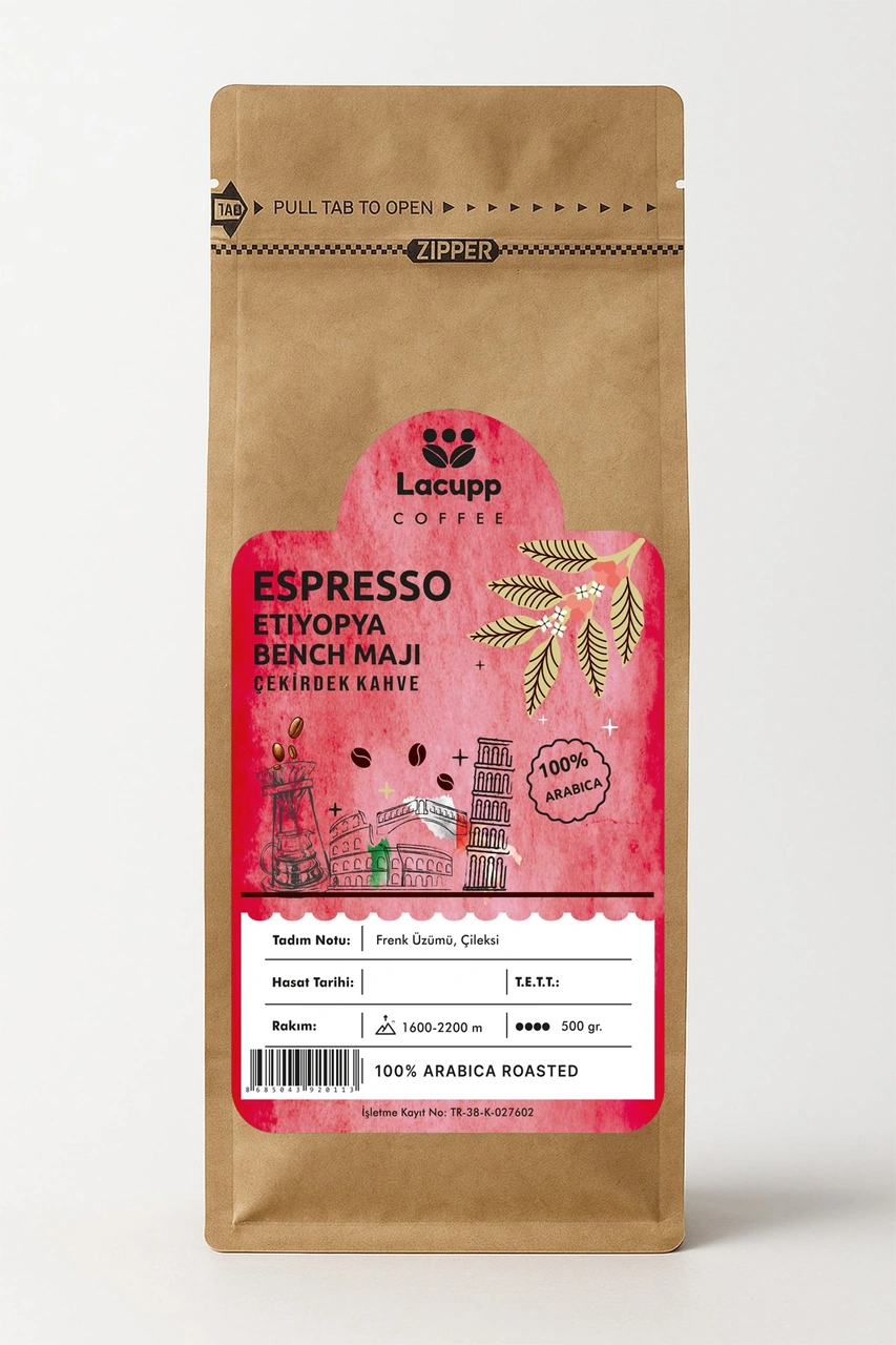 Lacupp - Etiyopya Bench Maji - Espresso Çekirdek Kahve - 500 Gr 100% Arabica Çekirdek Kahve Lacupp - Etiyopya Bench Maji - Espresso Çekirdek Kahve - 500 Gr 100% Arabica Çekirdek Kahve