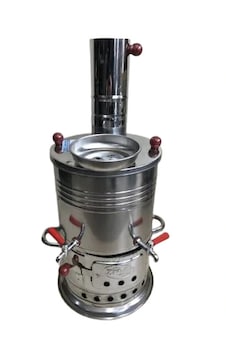 Zarif İş Çift Musluklu Demlikli 4 L Semaver Inox