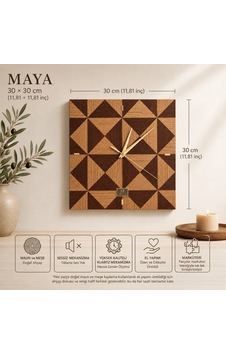 Maya Collection Doğal Maun Ve Meşe Ahşap Kaplama Duvar Saati Maya Collection Doğal Maun Ve Meşe Ahşap Kaplama Duvar Saati